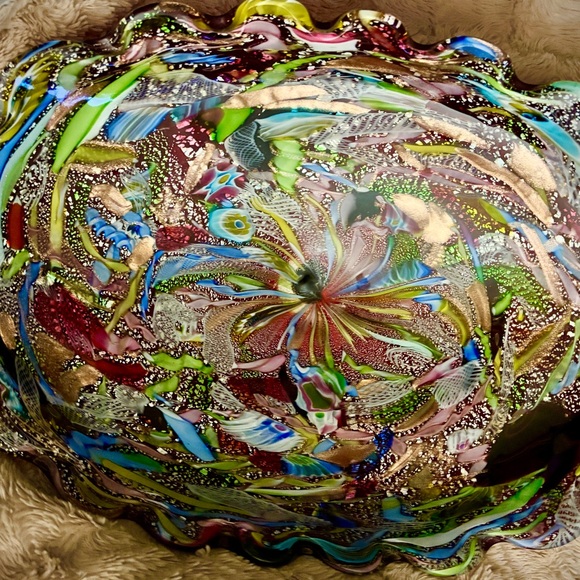 Murano Other - 1950’s AVEM Oval Dish Multi-Colored Bizantino Murano Glass Tutti Frutti